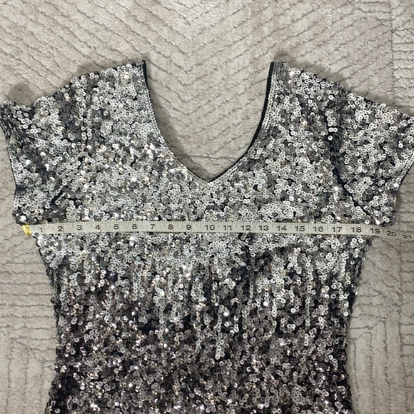 MANER  Sequin Glitter Short Sleeve Dress  V Neck Mini Party Club Bodycon Dress - Picture 12 of 16